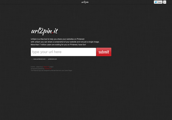 Url2Pin.it. Genaera capturas de Webs para Pinterest